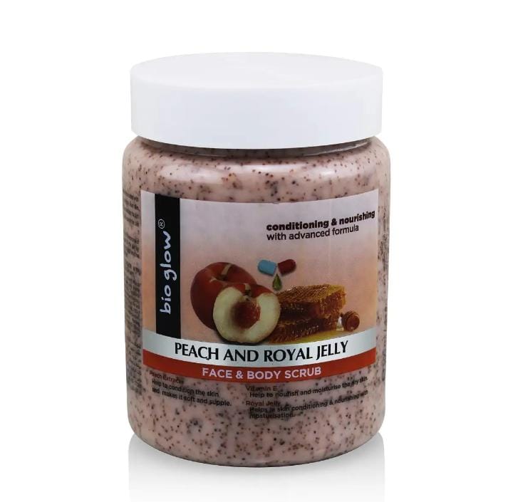 BIO GLOW BODY SCRUB -PEACH AND ROYAL JELLY